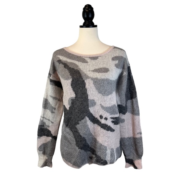 rag & bone Sinclair Sweater Pink Gray Wool Mohair Camo Print Jumper, Size S - Picture 2 of 13